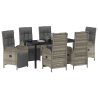 Juego de Comedor de Jardín de 7 Piezas con Cojines en Poliratán Gris 3
