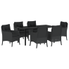Juego de Comedor de Jardín de 7 Piezas con Cojines Negros de Poliratán 2