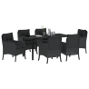 Conjunto de Jantar de Jardim de 7 peças com Almofadas Preto Rattan Poly 3