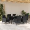 Conjunto de Jantar de Jardim de 7 peças com Almofadas Preto Rattan Poly 4