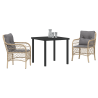 Conjunto de Jantar de Jardim 3 Peças com Almofadas em Rattan Sintético Bege 3
