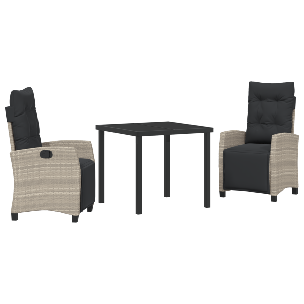 Conjunto de jantar de jardim com 3 peças. cinza claro. rattan sintético M 2