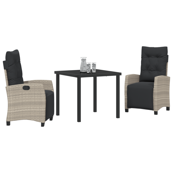 Conjunto de jantar de jardim com 3 peças. cinza claro. rattan sintético M 3