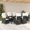 Conjunto de Jantar de Jardim com 7 Peças e Almofadas - Preto. Rattan. Poliéster 4