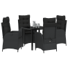 Set de Comedor de Jardín de 5 Piezas con Cojines - Poliratán Negro 3