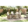 Set de Comedor de Jardín de 5 Piezas con Cojines Beige Poliratán 1