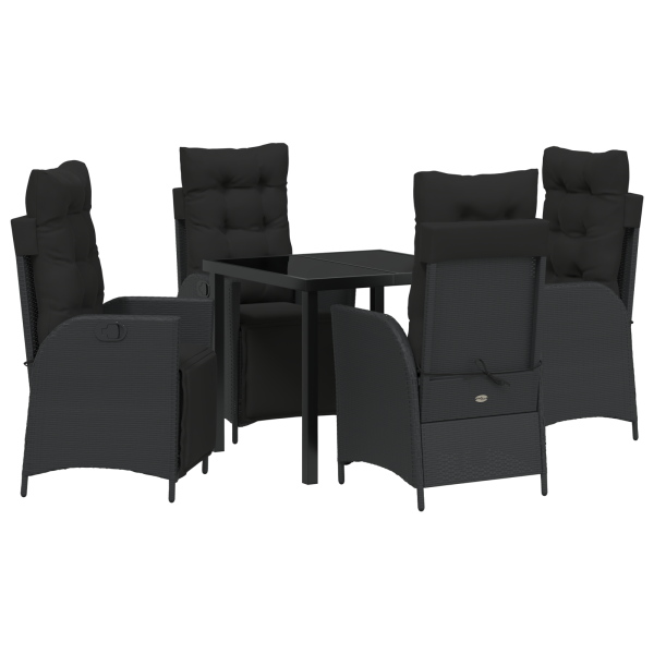 Set de Comedor de Jardín de 5 Piezas Negro Poliratán M 2