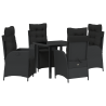 Conjunto de jantar de jardim com 5 peças em rattan preto 2