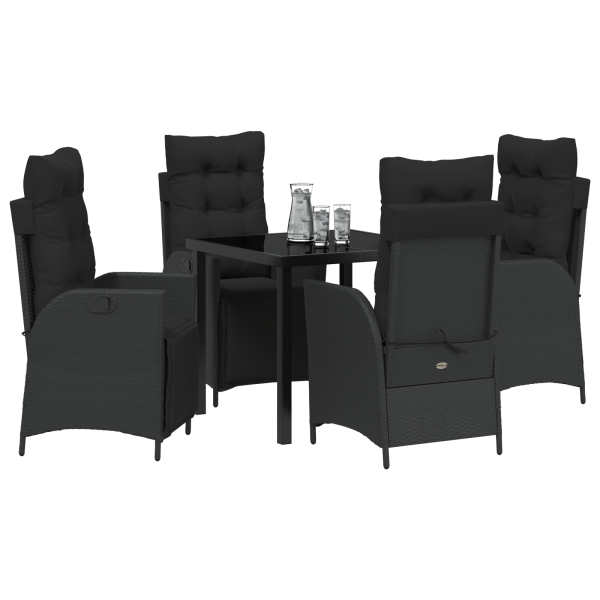 Conjunto de jantar de jardim com 5 peças em rattan preto M 3