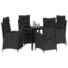 Conjunto de jantar de jardim com 5 peças em rattan preto 3