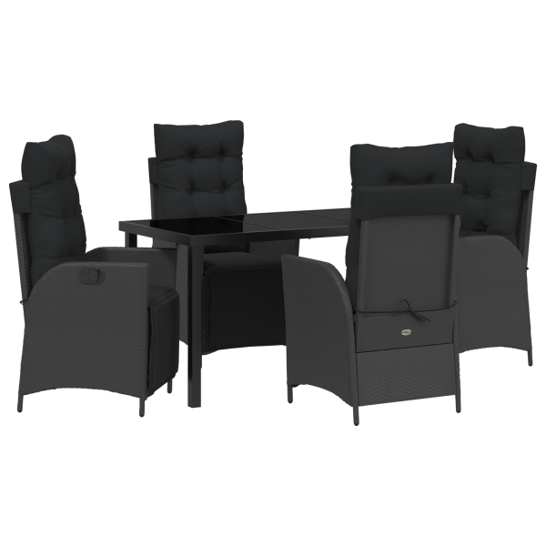 Conjunto de Comedor de Jardín de 5 Piezas Negro Poliratán M 2