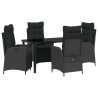 Conjunto de Comedor de Jardín de 5 Piezas Negro Poliratán 2