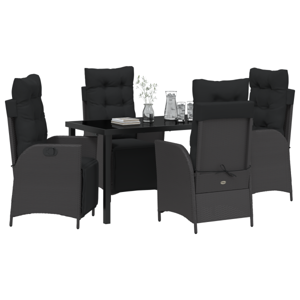 Conjunto de Comedor de Jardín de 5 Piezas Negro Poliratán M 3