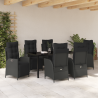 Conjunto de Comedor de Jardín de 7 Piezas Negro Rattan Poliéster 4