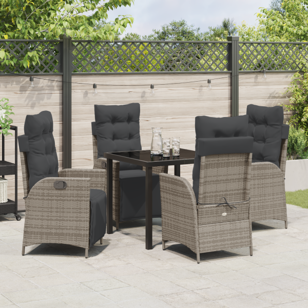 Conjunto de Jantar de Jardim com 5 Peças Cinza Rattan M 4