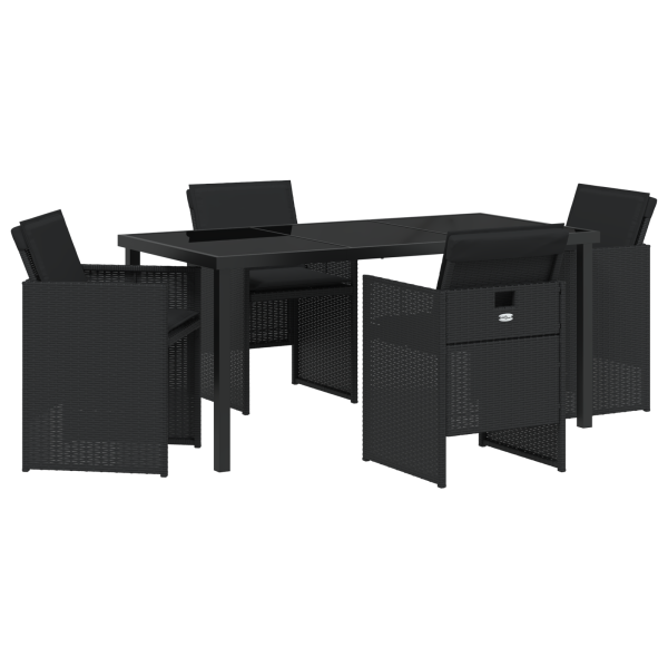 Conjunto de Jantar de Jardim com 5 Peças e Almofadas . Preto. Rattan. Poliéster M 2