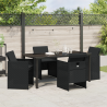 Conjunto de Jantar de Jardim com 5 Peças e Almofadas . Preto. Rattan. Poliéster 4