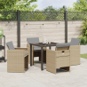 Conjunto de Comedor de Jardín de 5 Piezas con Cojines en Poliratán Beige 4