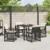 Conjunto de Comedor de Jardín de 5 Piezas con Cojines Rattan Poli Negro 4