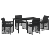 Set de Comedor de Jardín  de 5 Piezas con Cojines Negro Poli Ratan 2