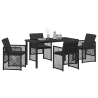 Set de Comedor de Jardín  de 5 Piezas con Cojines Negro Poli Ratan 3
