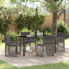 Conjunto de Comedor de Jardín de 5 Piezas con Cojines Gris de Ratán Sintético 1
