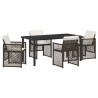 Conjunto de Jantar  5 Peças com Almofadas Castanho Rattan de Polipropileno 2