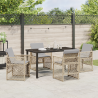 Conjunto de Jantar de Jardim VidaXL 5 Peças com Almofadas Bege Poli Rattan 4