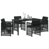Conjunto de Jantar de Jardim com 5 Peças e Almofadas Pretas em Polirattan 3
