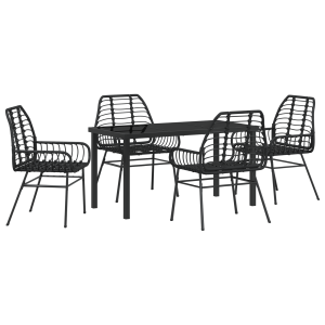 Set de Comedor de Jardín de 5 Piezas Poliratán Negro H