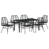 Conjunto de Jantar de Jardim com 7 Peças de Rattan Preto 2