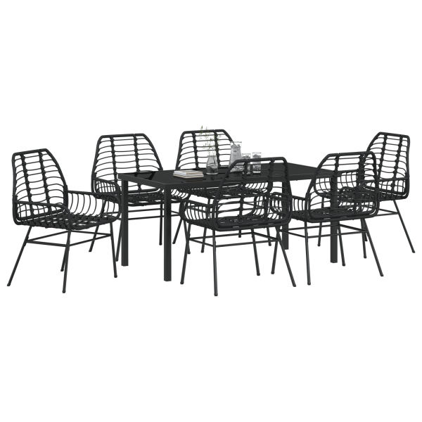 Conjunto de Jantar de Jardim com 7 Peças de Rattan Preto M 3