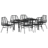 Conjunto de Jantar de Jardim com 7 Peças de Rattan Preto 3