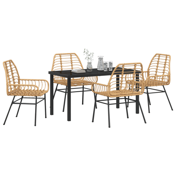 Set de Comedor de Jardín de 5 Piezas Marrón Poliratán M 3