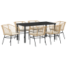 Set de Comedor de Jardín de 7 Piezas con Cojines Marrón Polirratán 2