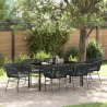 Conjunto de Comedor de Jardín de 7 Piezas con Cojines de Poliratán Negro 1