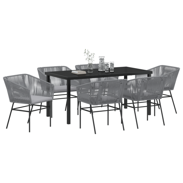 Set de Comedor de Jardín de 2 Piezas con Cojines Gris Poliratán M 3