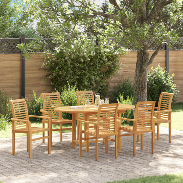 Conjunto de Jantar para Jardim com 7 Peças em Madeira Teak. M 4