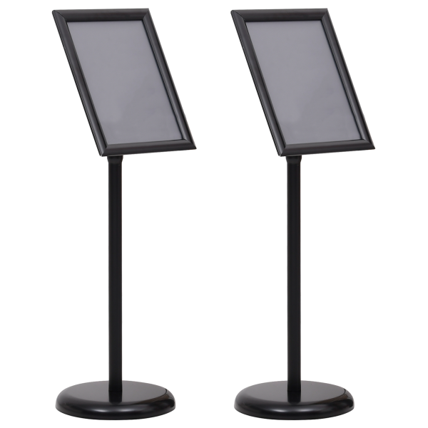 Soportes para carteles pedestal A4 2 pcs Negro Aleación de Aluminio D
