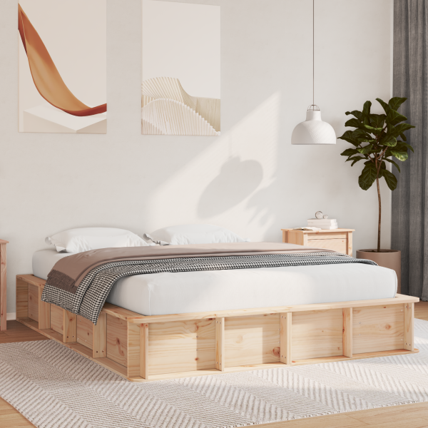 Cama con almacenamiento elevable. 160 x 200 cm. Madera de pino sólido D