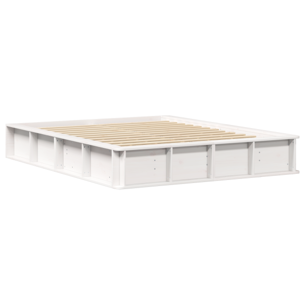 Cama con almacenamiento elevable - Blanca. 150 x 200 cm. de pino macizo M 2
