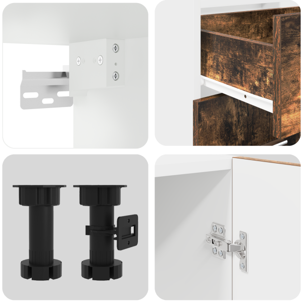 Conjunto de 4 gabinetes de cocina de roble ahumado en madera M 5