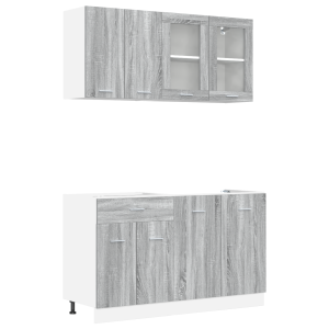 Conjunto de 4 Gabinetes de Cocina Gris Sonoma Madera Elaborada H