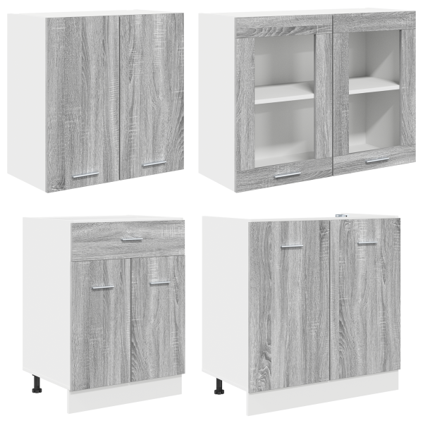 Conjunto de 4 Gabinetes de Cocina Gris Sonoma Madera Elaborada M 4