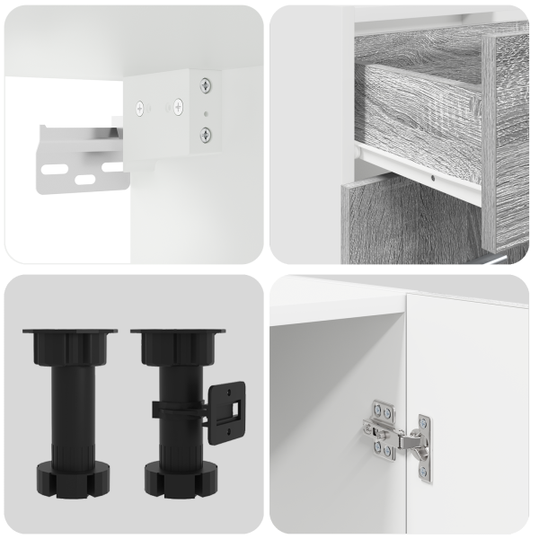 Conjunto de Armários de Cozinha 4 Peças Cinza Sonoma Madeira Engenheirada M 5