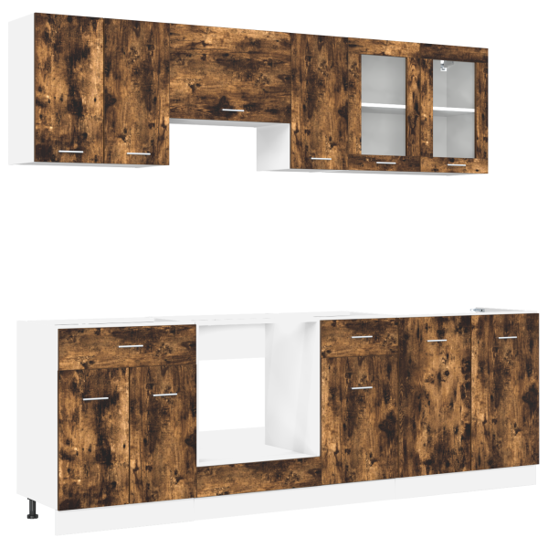 Conjunto de Gabinetes de Cocina de 8 Piezas de en Roble Ahumado M 2
