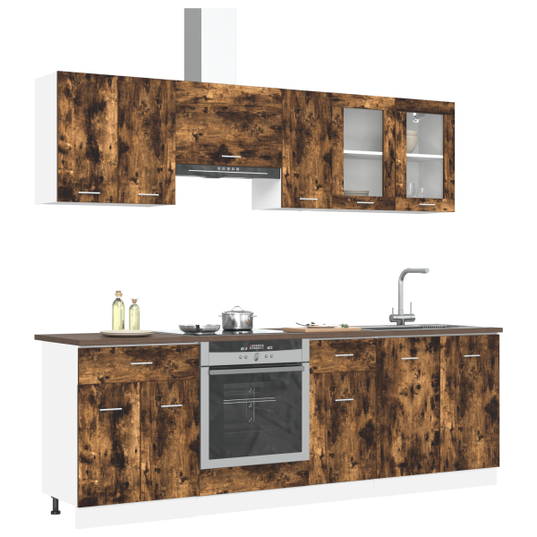Conjunto de Gabinetes de Cocina de 8 Piezas de en Roble Ahumado M 3
