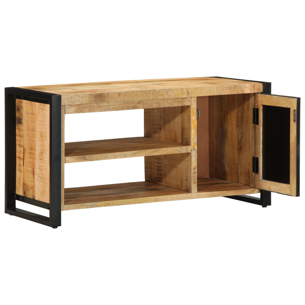 Banco para Zapatos 100x40x50 cm Madera Maciza Rugosa de Mango M 3