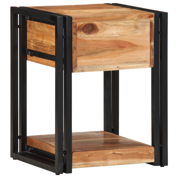 Mesita de noche de madera maciza de acacia 40x35x50 cm M 5