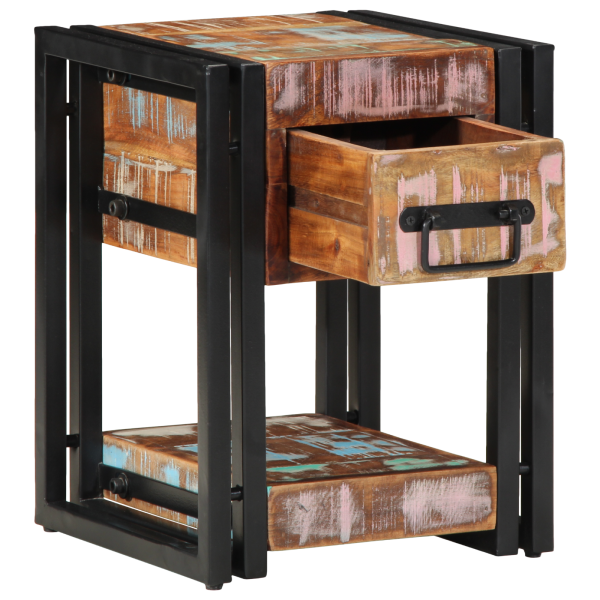 Mesitas de noche 2 uds madera maciza reciclada 40x40x40 cm M 2